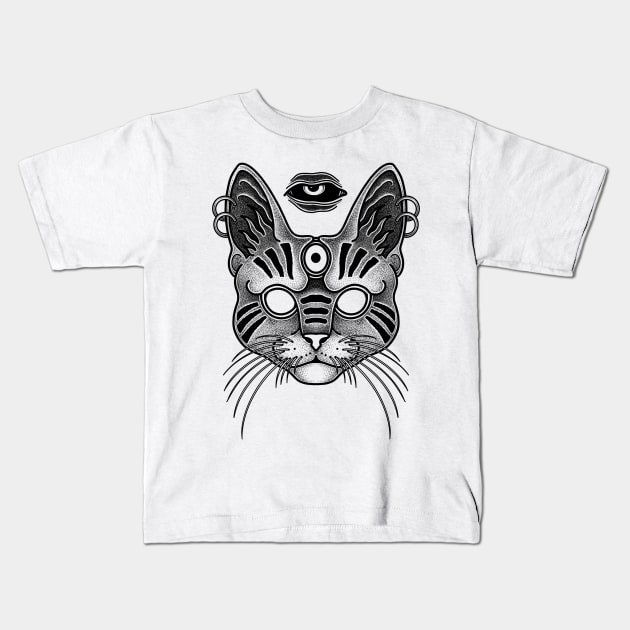 Quantum cat Kids T-Shirt by Sadhakaya